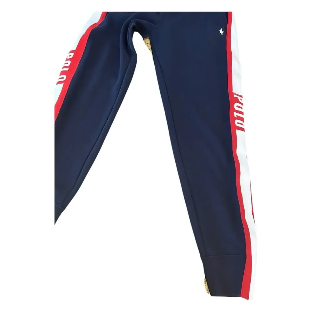 Polo Ralph Lauren Sweatpants XSTP Heavy Striped Logo Preppy Drawstring - Picture 6 of 11